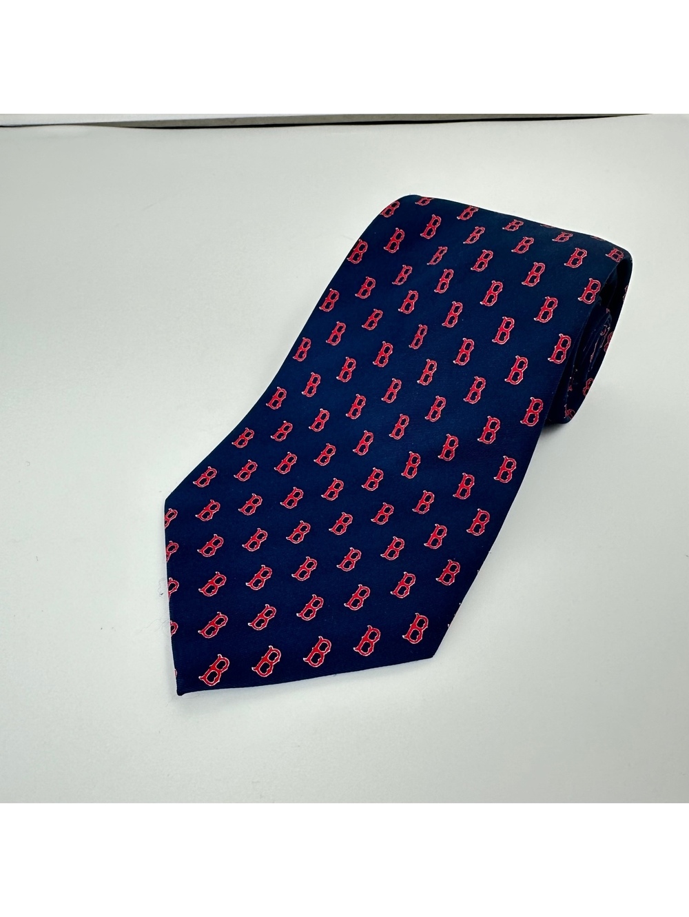 MLB Boston Red Sox Navy Blue Tie with Red 'B' Pattern